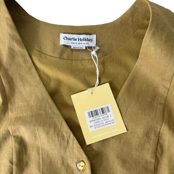 New Women’s Charlie Holiday Camilla Linen Blend Vest Size 8 - Picture 3 of 9